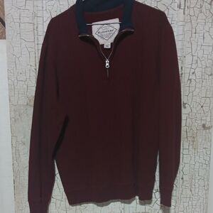 St. John's Bay Men's Burgundy Zip-Up Sweater